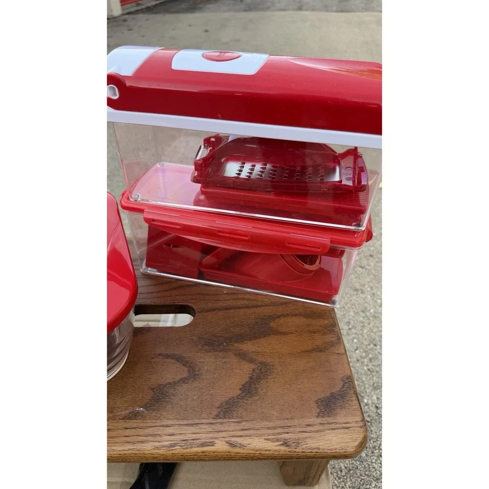 Red Kitchen Chopper‎ Slicer Dicer Container Set Food Prep Storage Lot